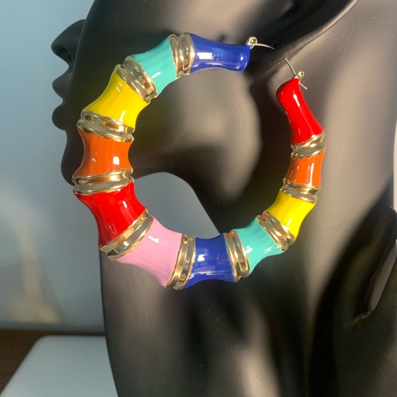 Multi Colored Hoop Earrings - Picture 2 of 3